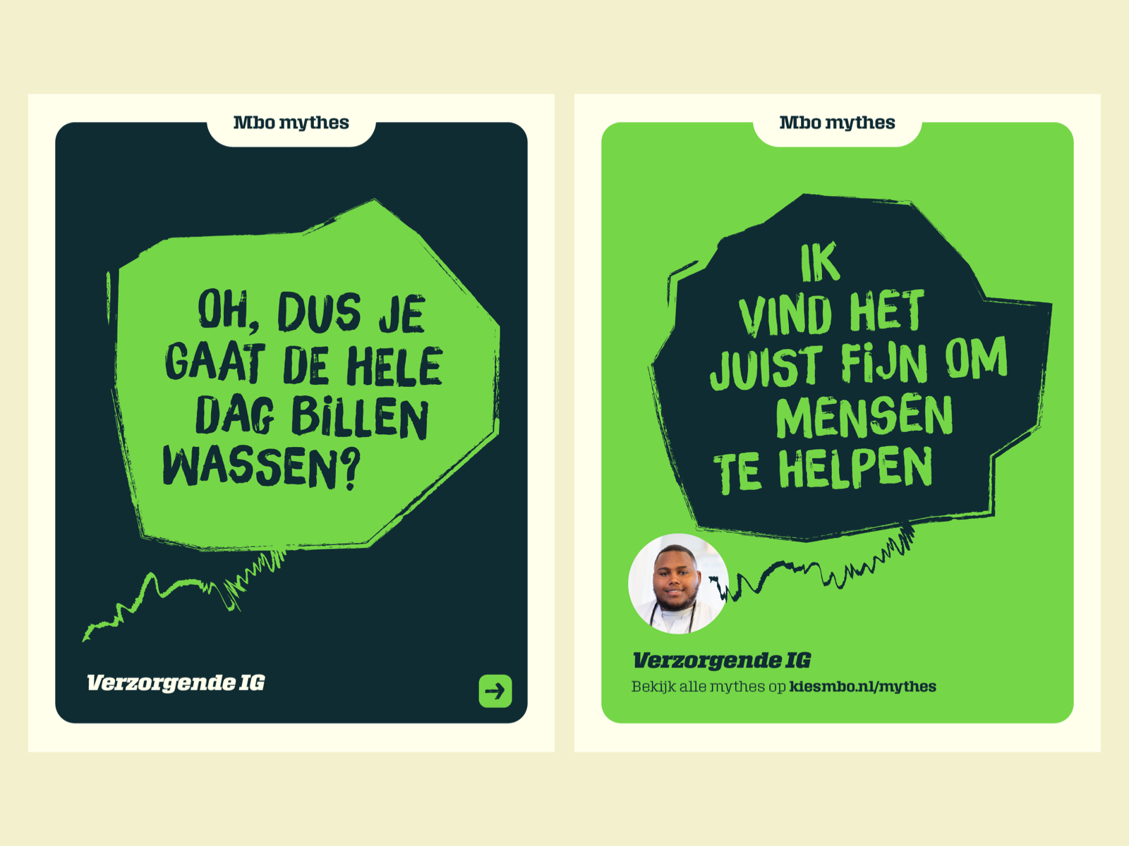 Voorbeeld van Mbo Mythes social media posts